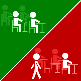 stay put in the classroom / classroom: stay put / no walking about the classroom / classroom: no walking about